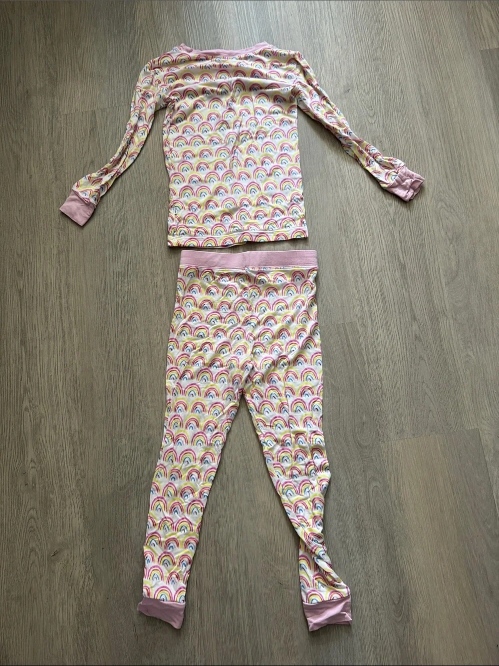 Little Sleepies- 4T Girls' Rainbow Print Pink Long-Sleeve Pajama Set.